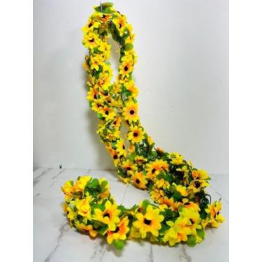 Imagem de Pendentes 2,4 metros Cordão Decorativo de Girassol Artificial,1 Cordão de Girassol para Decoração