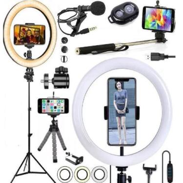 Imagem de Kit Acessórios Youtuber Tripé + Ring Light Celular Universal - Leffa S