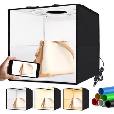 Imagem de uyled Fotografia Com Caixa De Luz, Cabine Fotográfica Pequena 30 Cm X Cm, Kit Profissional Tenda Para Fotos Ajuste Intensidade E 95 Luzes Cri+, 120 Leds 6 Cenários Joias Pequenos Itens, Produtos