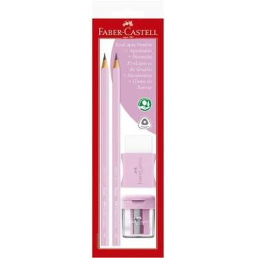 Imagem de Kit Escolar Rosa Pastel com Borracha e Apontador - Faber Castell