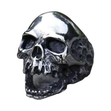 Imagem de Anel Vintage De Caveira Masculino Em Aço Inoxidável 316L, Joia Gótica 