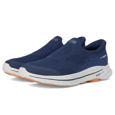Imagem de Skechers Tênis masculino Go Walk 8 Pelayo Hands Free Slip-in, Azul-marinho/laranja, 10.5 X-Wide