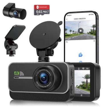 Imagem de Dash Cam GMAIPOP 4K+1080P WiFi frontal e traseiro com aplicativo de 64