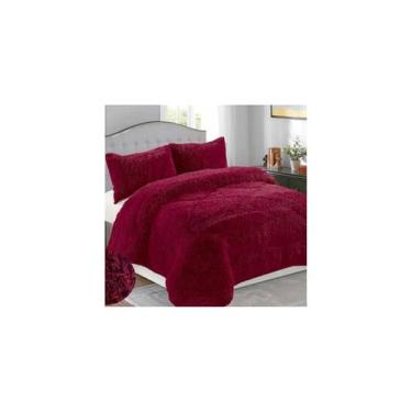 Imagem de Colcha Chiporro de 2 lugares Furry Bordeaux com 2 fronhas - Lightbek O