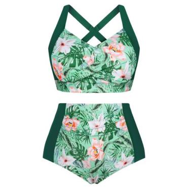 Imagem de Conjunto de biquíni Hanna Nikole Tummy Control Plus Size Verde XL