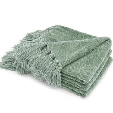 Imagem de Cobertor EVERGRACE Soft Chenille para sofá verde sálvia