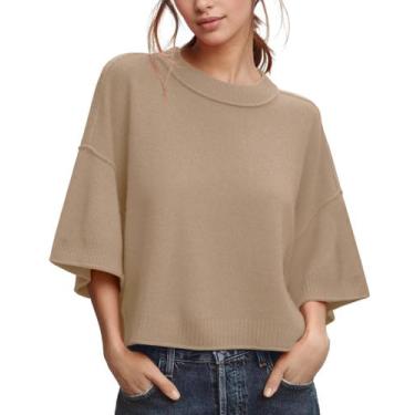 Imagem de Suéter ZDC feminino de tamanho grande, manga 3/4, cortado de verão