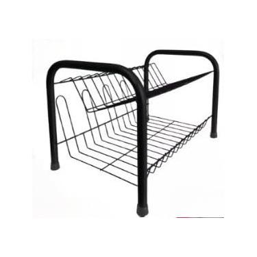 Imagem de Escorredor Secador De Louça Aço 2 Andares 13 Pratos + Porta Copos(Preto)