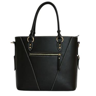 Imagem de Bolsa Feminina de Couro Legitimo Espaçosa e de Qualidade Elegante e Perfeita para Todas as Ocasiões (Preta)