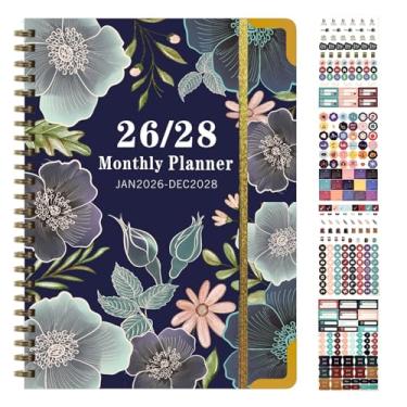 Imagem de Agenda mensal 2026-2028, calendário mensal e semanal para agenda de material escolar, trabalho de escritório, A4 (29 cm x 21,8 cm), funciona de janeiro de 2026 até dezembro de 2028