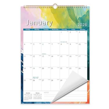 Imagem de Calendário de parede vertical YO A-WM-WC1010-3 de janeiro de 2026 a dezembro de 2026, 12 meses, estilo tie-dye, 30 x 43 cm