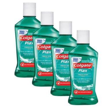 Imagem de Kit 4 Solução Bucal Colgate Plax Fresh Mint com Flúor sem Álcool 60ml
