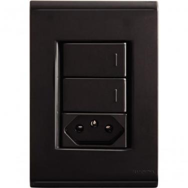 Imagem de Conjunto Tramontina 4x2 Com 2 Interruptores Simples 10 A 250 V E 1 Tomada 2p+t 10 A 250 V Liz Grafite
