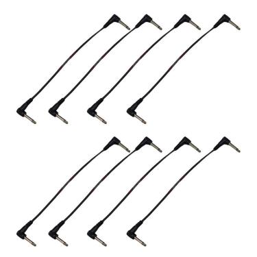 Imagem de Kit 8 Cabo P10 90º Em L Para Pedal Efeitos 25Cm Preto Mxt