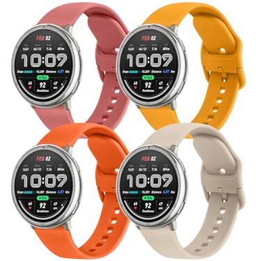 Imagem de AK Pacote com 4 pulseiras compatíveis com Amazfit Active 2/Active Watch Women Men, pulseira de substituição macia para Amazfit GTS 4 3 2 2e/GTS 4 2 Mini/GTR mini/Bip 3/3 Pro/Bip U Pro/Bip S Lite (B)