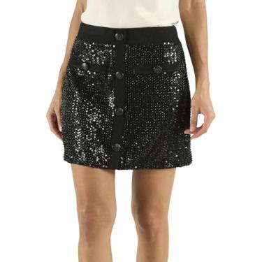 Imagem de Ramy Brook Saia Ashley feminina, Malha com contas pretas, 44