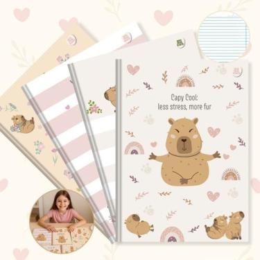Imagem de Kit Caderno Brochura Capa Dura Grande Capivara Capycuties 4un 80 folha