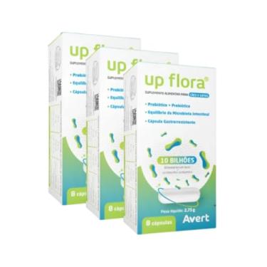Imagem de 3 Up Flora Probiótico Suplemento Para Gatos E Cães 8 Cápsulas Kit