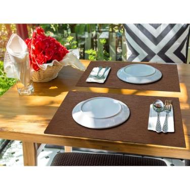 Imagem de Kit Jogo Americano Sousplat 30 Unidades Restaurantes Bar Hotel Mesa Posta Decoração - Sisal Avelã Marrom Retangular