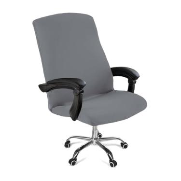 Imagem de DVLOL Capa para cadeira de escritório, capa removível para cadeira de mesa com zíper, capa giratória universal antipoeira para assento de escritório, protetor de assento de computador lavável para