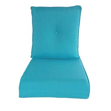 Imagem de Almofada de pátio de 63 x 63 cm x 12 cm para substituição de móveis ao ar livre, conjunto de almofadas de sofá resistente a intempéries com botões e capas removíveis para cadeiras giratórias de