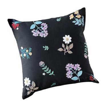 Imagem de Colaxi Kit de capa de almofada bordada em ponto cruz, kit de capa de almofada decorativa faça você mesmo para sofá, sala de estar, presente para adultos, Flores