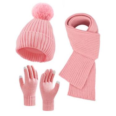 Imagem de Gorro de inverno, cachecol, cachecol, conjunto de luvas Abitoncc para 