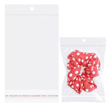 Imagem de Sacos de embalagem longos transparentes com orifício para pendurar, 300 peças, sacos de pendurar autoseláveis para embalagem de presentes, chaveiro, joias e brincos (12,7 x 24 cm/interior 12,7 x 23,9