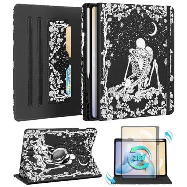 Imagem de Kidcube Capa para Samsung Galaxy Tab A9 Plus de 28 cm – Capa tipo fólio com suporte giratório para mulheres, meninas, com suporte para lápis e compartimento para cartão, design floral e exclusivo de