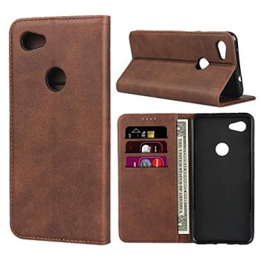 Imagem de SunYoo Capa para Pixel 3a, capa carteira magnética de couro PU com suporte com compartimento para cartão para Google Pixel 3a (5,6 polegadas) - marrom escuro