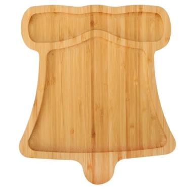 Imagem de Bandeja de servir de bambu de Natal – forma de sino – Prato de lanche de madeira para doces, biscoitos, nozes – decoração de mesa rústica de festa de Natal