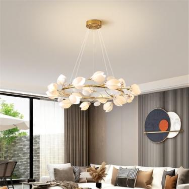 Imagem de OUFULA Contemporânea Cerâmica Sala Lustre LED Moda Arte Restaurante Quarto Estudo Villa Hotel Café Bar Balcão Lâmpada Pendente (B D80CM)