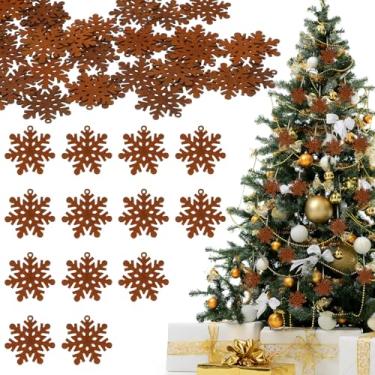 Imagem de Yaocom 48 peças de decorações de sino de floco de neve enferrujado, sinos de trenó de metal com corda de juta, faça você mesmo, sinos rústicos para decoração de árvore de Natal e inverno