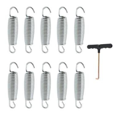 Imagem de MY MIRONEY Molas de reposição para trampolim 10 peças com gancho em T, mola de aço resistente de 10 cm, acessórios universais de trampolim, adequados para trampolins externos e internos