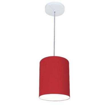 Imagem de Lustre Pendente Cilíndrico Md-4012 Cúpula Em Tecido 18x25cm Bordo - Bivolt