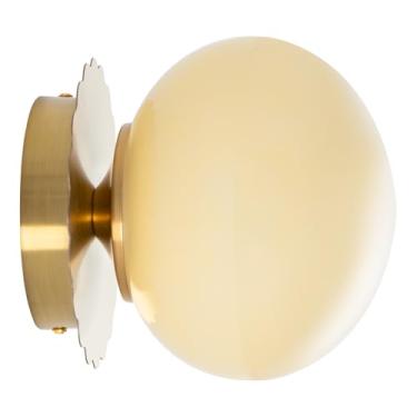 Imagem de Arandelas de parede de vidro de globo moderno - Luz de parede minimalista para decoração de loja de casa 18 cm Sombra de vidro com arame - 1 lâmpada de parede de meados do século interior quarto