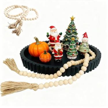 Imagem de Bandeja decorativa oval para decoração de mesa de centro, bandejas decorativas modernas de concreto de 33 cm, detalhes de decoração de casa - Bandejas decorativas - Bandeja de decoração contemporânea