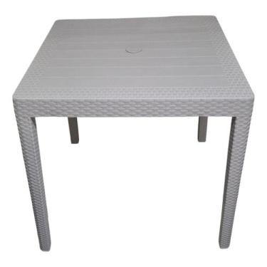 Imagem de Mesa Alta Pé Móvel Plástico Quadrada Desmontável Branco - AJA