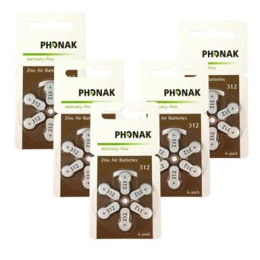 Imagem de 30 Pilhas Baterias 312 Pr41 P312 A312 Aparelho Auditivo - Phonak