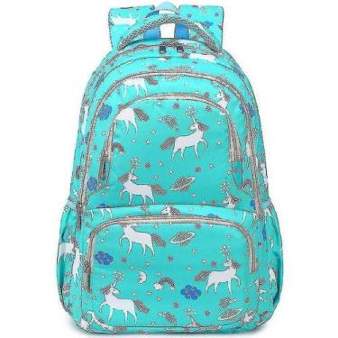 Imagem de Mochilas mochila de unicórnio de desenho animado. Bolsa escolar para m