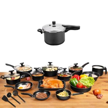 Imagem de Conjunto Panelas 17 Pc Antiaderente Panela Pressão 4,5 Preto