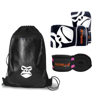 Imagem de Kit Boxe Infantil Luva Bate Saco Pro + Bandagem Elástica 2,5 Metros + Mochila De Costas Gorilla-Unissex