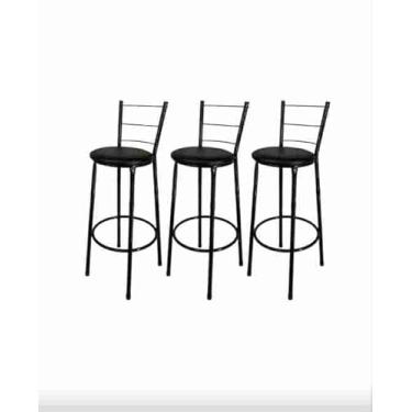 Imagem de Kit 3 Banquetas Altas Desmontáveis 70cm Para Balcão Cozinha Área Gourmet Preto