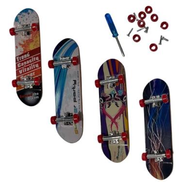 Imagem de Kit 4 Fingerboards Conjunto Com 4 Skates De Dedo Com Lixa Mais Acessórios Extras Brinquedo Para Criança