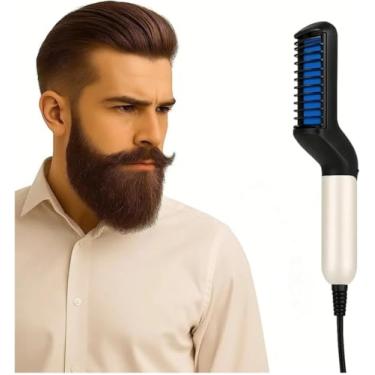 Imagem de Escova Alisadora de Barba e Cabelo – Rápido Aquecimento, Multifuncional e Portátil