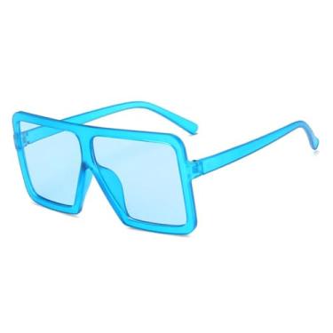 Imagem de HPIRME Óculos vintage grandes femininos para homens, armação grande punk, luxo, UV400 (azul fosco)