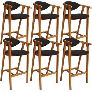 Imagem de Kit 06 Banquetas Alta Para Cozinha Bancada Bar Sala De Jantar Fixa Cec