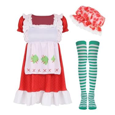 Imagem de POEWAUVE Vestido de fantasia de morango para adultos, fantasia de Halloween para mulheres (P)