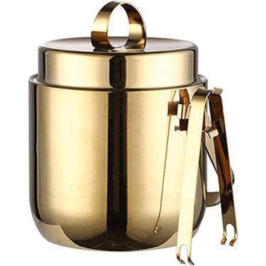 Imagem de Balde de gelo, baldes de gelo isolados de aço inoxidável de parede dupla, incluindo pinças de gelo e tampa, alça confortável, ótimo refrigerador de vinho de luxo, festas-1,5L/1,5L/1L