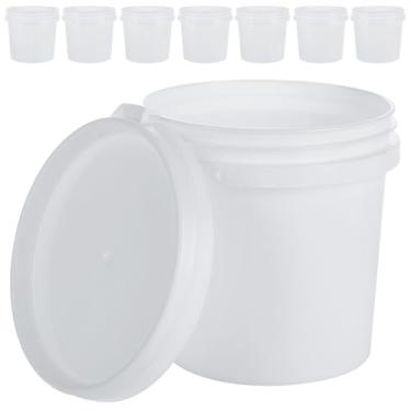 Imagem de AKOLAFE Pacote com 8 balde de tinta pequeno para pintura, latas de tinta de 1 litro, 2 litros, recipientes de armazenamento de tinta de retoque recipientes de tinta de plástico com tampas, latas de